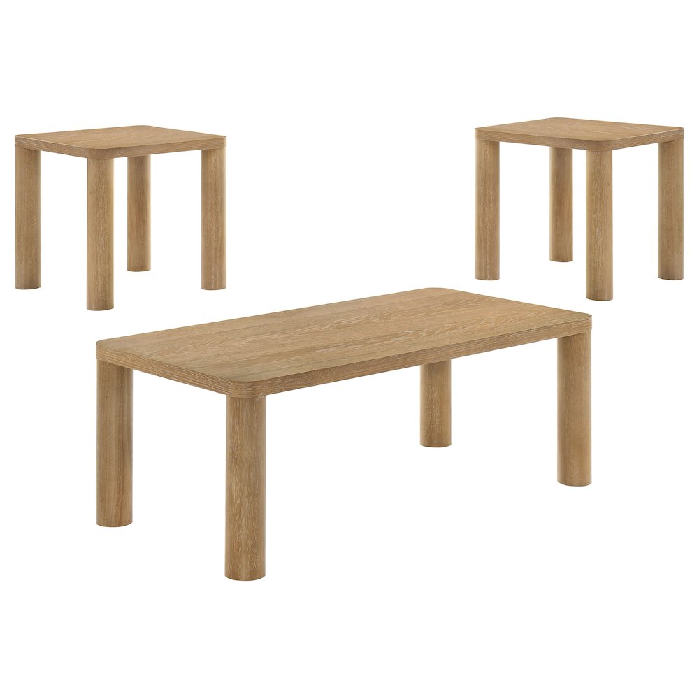 Castlewood 3-piece Cocktail Coffee Table Set Light Oak. Picture 1