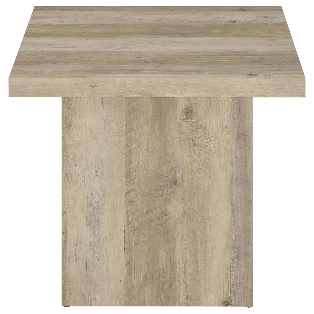 Devar Square Engineered Wood End Table Distressed Pine. Picture 3