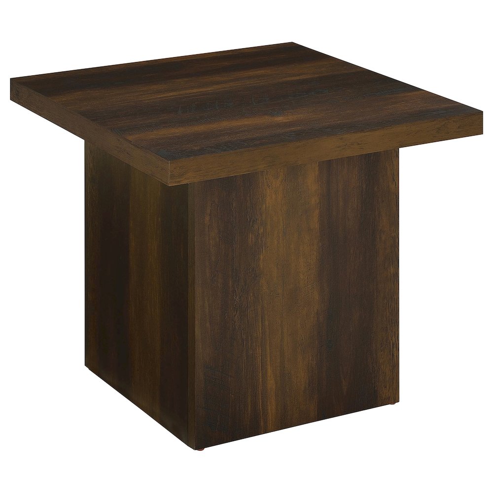 Devar Square Engineered Wood Side End Table Dark Pine. Picture 1