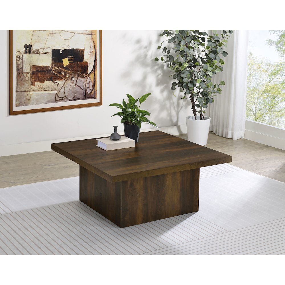 Devar Square Engineered Wood Cocktail Coffee Table Dark Pine. Picture 2