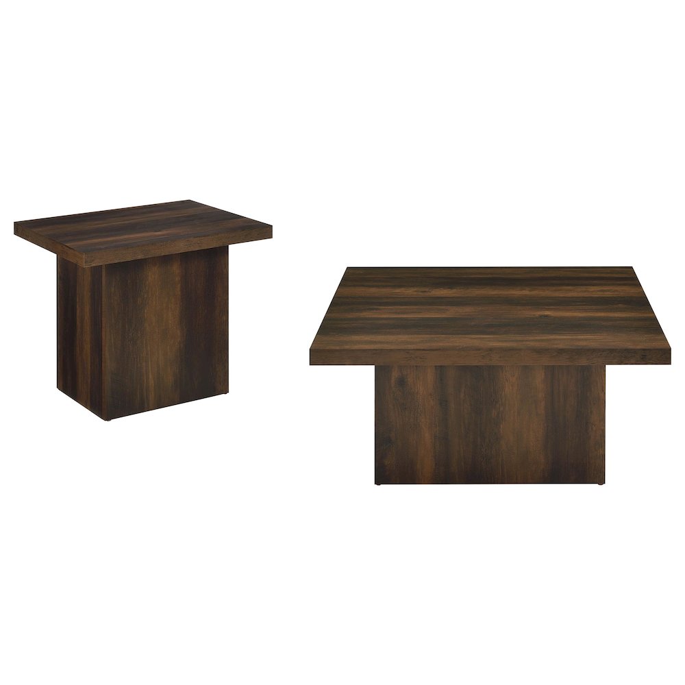 Devar 2-piece Square Coffee and End Table Set Dark Pine. Picture 1