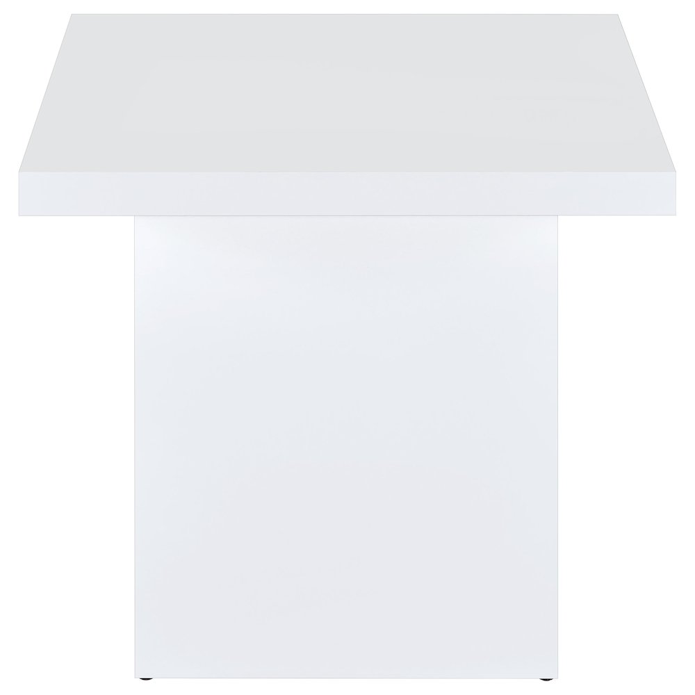 Devar Square Engineered Wood Side End Table White High Gloss. Picture 3