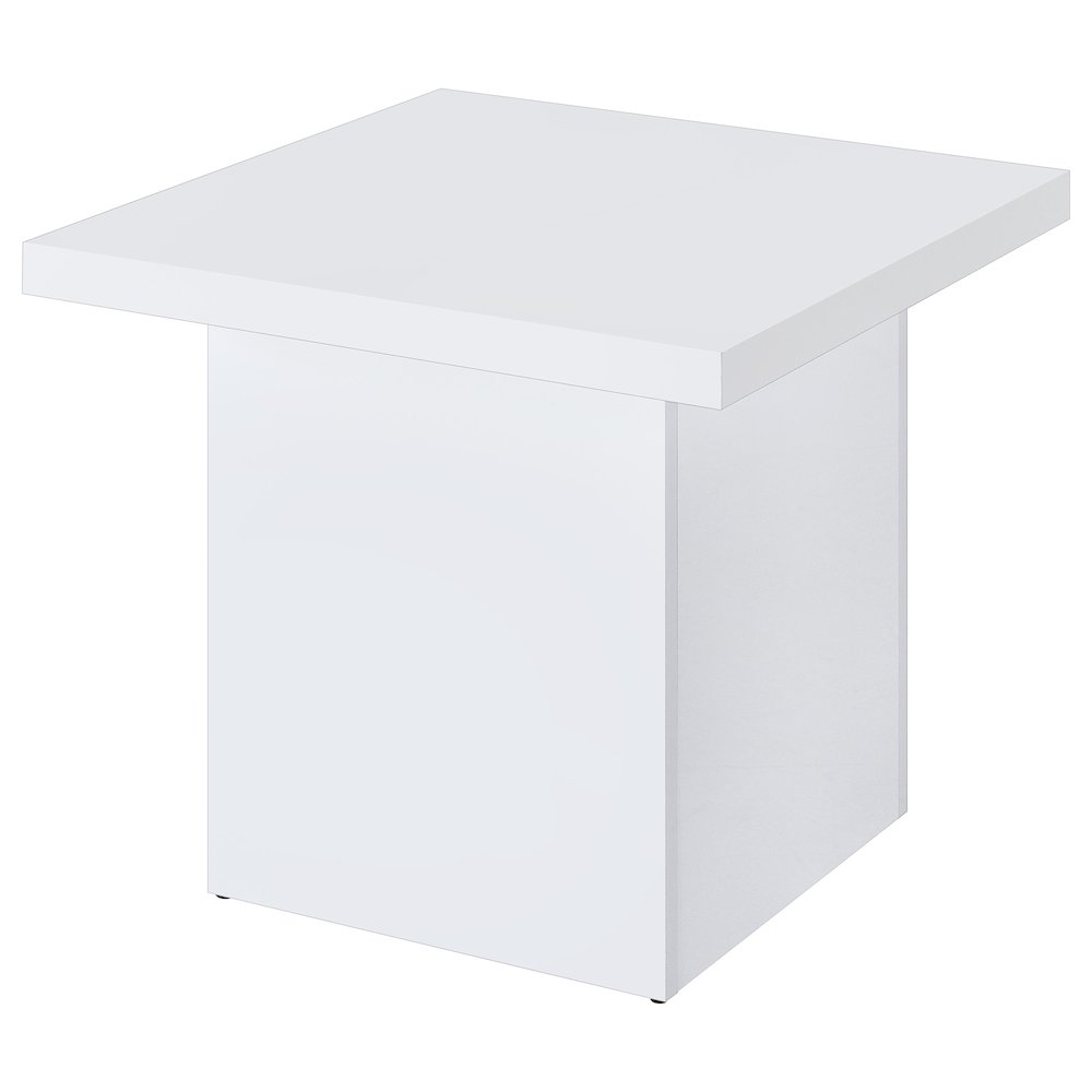 Devar Square Engineered Wood Side End Table White High Gloss. Picture 4