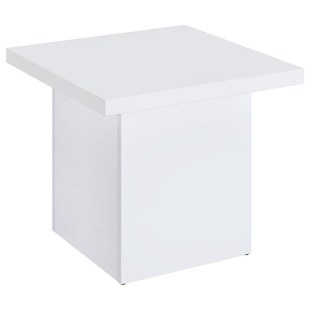 Devar 2-piece Square Coffee End Table Set White High Gloss. Picture 3
