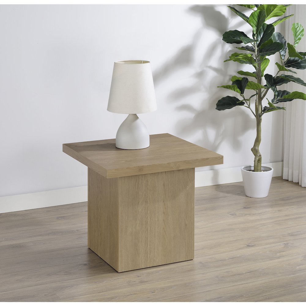 Devar Square Engineered Wood Side End Table Latte. Picture 2