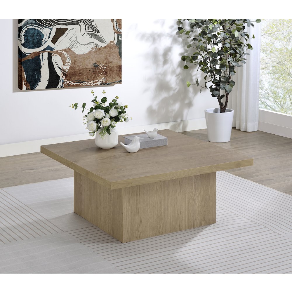 Devar Square Engineered Wood Cocktail Coffee Table Latte. Picture 2
