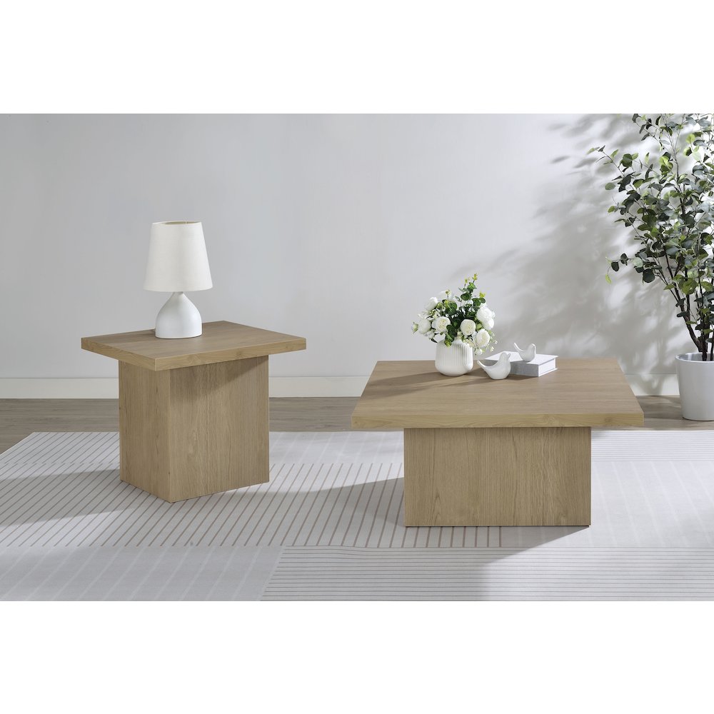 Devar 2-piece Square Cocktail Coffee End Table Set Latte. Picture 1