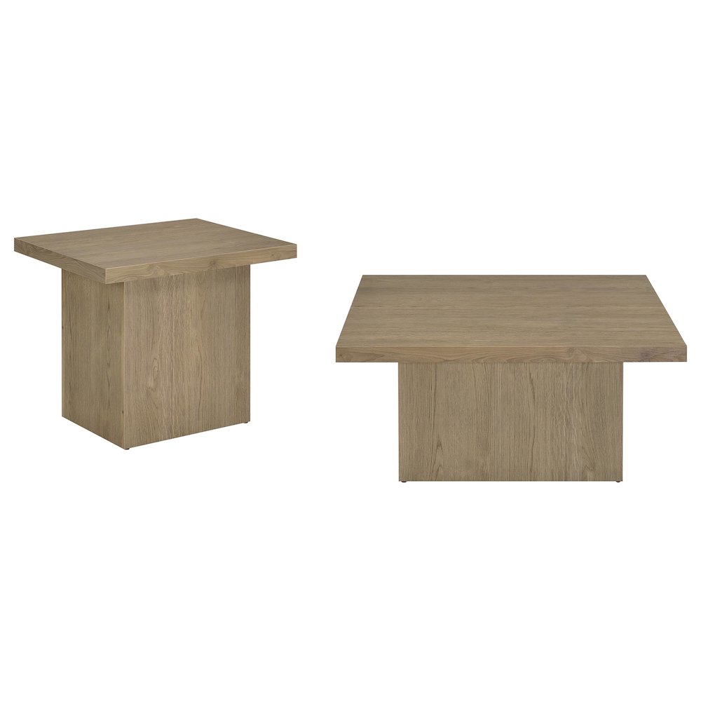 Devar 2-piece Square Cocktail Coffee End Table Set Latte. Picture 2