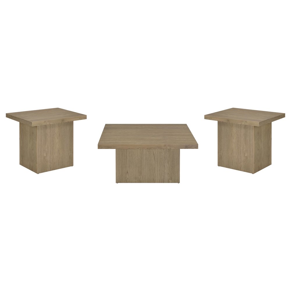 Devar 3-piece Square Cocktail Coffee End Table Set Latte. Picture 2