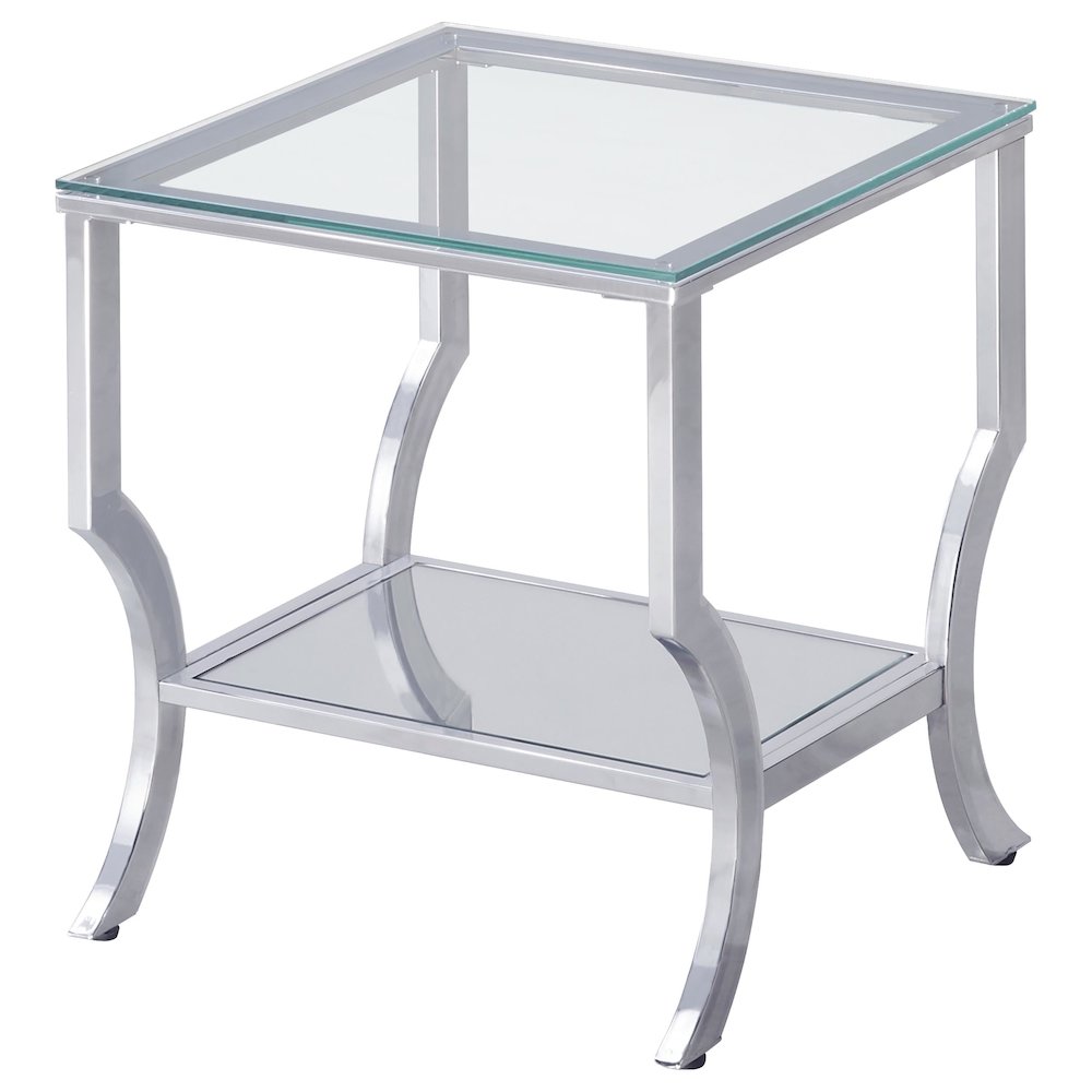 Saide 2-piece Glass Top Coffee and End Table Set Chrome. Picture 4