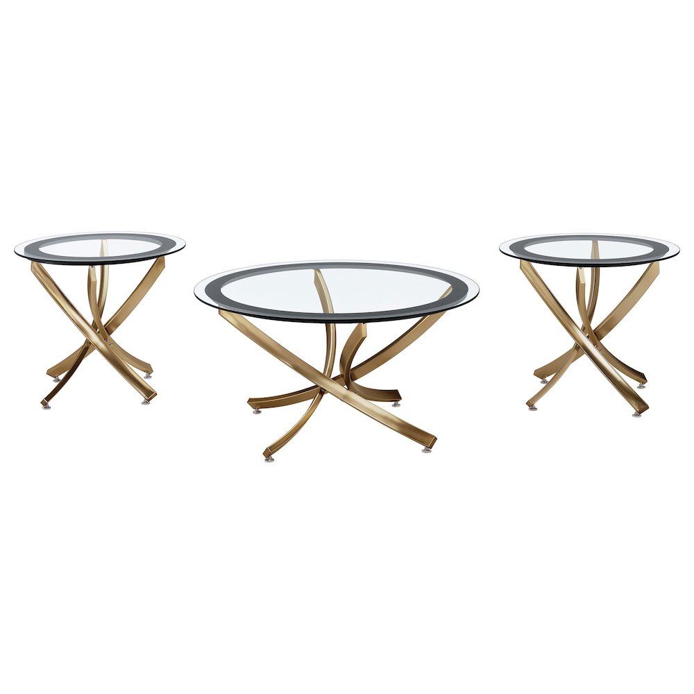 Brooke 3-piece Round Coffee and End Table Set Rose Brass. Picture 1