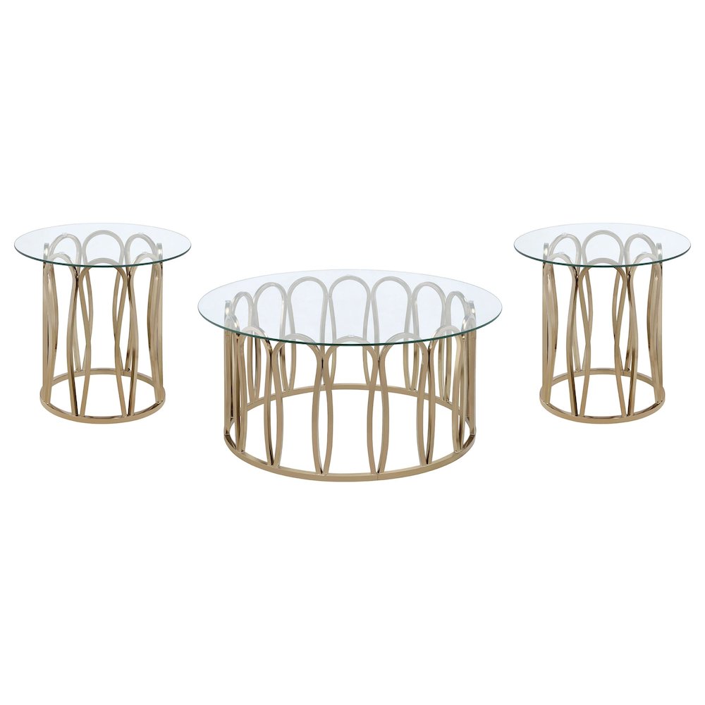 Monett 3-piece Coffee and End Table Set Chocolate Chrome. Picture 1