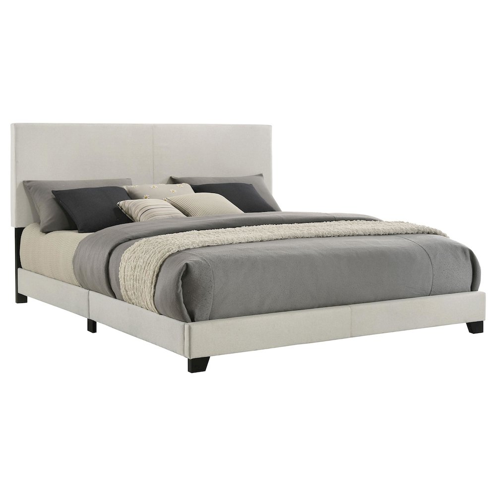 Dorian Fabric Upholstered Eastern King Panel Bed Cream. Picture 1