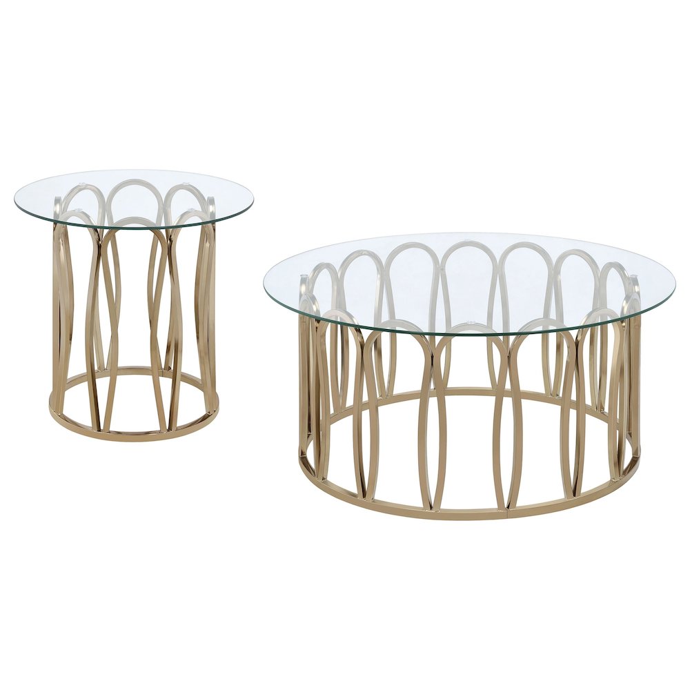 Monett 2-piece Coffee and End Table Set Chocolate Chrome. Picture 1