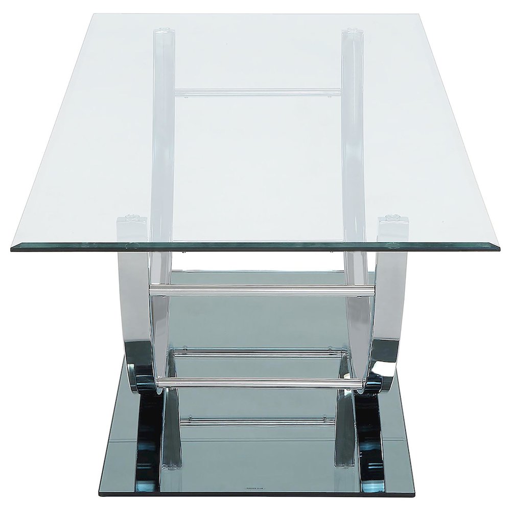 Danville 2-piece Glass Top Coffee and End Table Set Chrome. Picture 9
