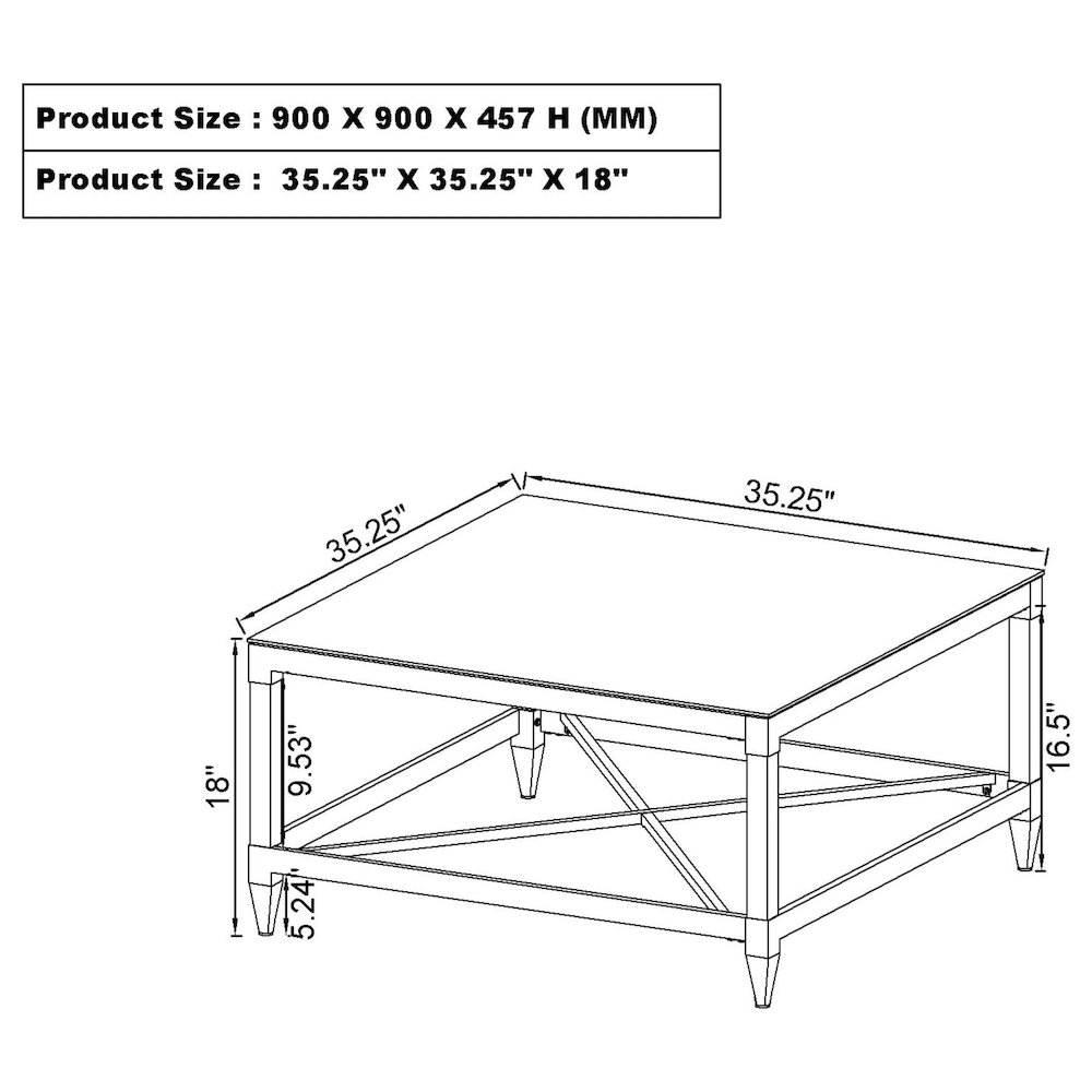 Lindley 2-piece Square Coffee and End Table Set Chrome. Picture 10