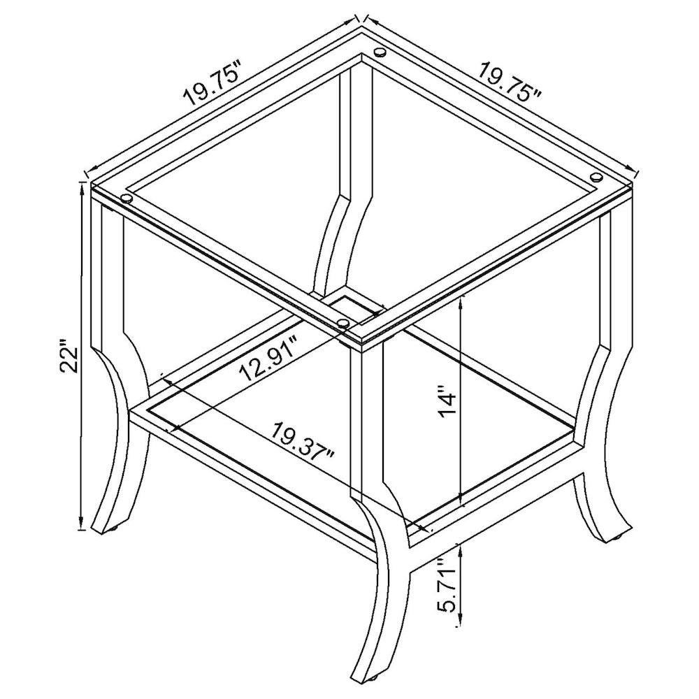 Saide 2-piece Glass Top Coffee and End Table Set Chrome. Picture 3