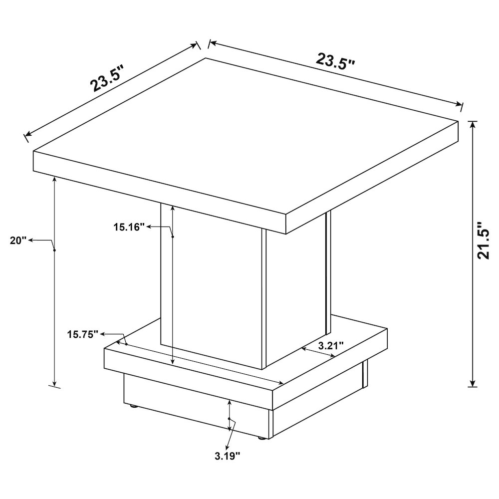 Reston 2-piece Square Coffee and End Table Set Cappuccino. Picture 3
