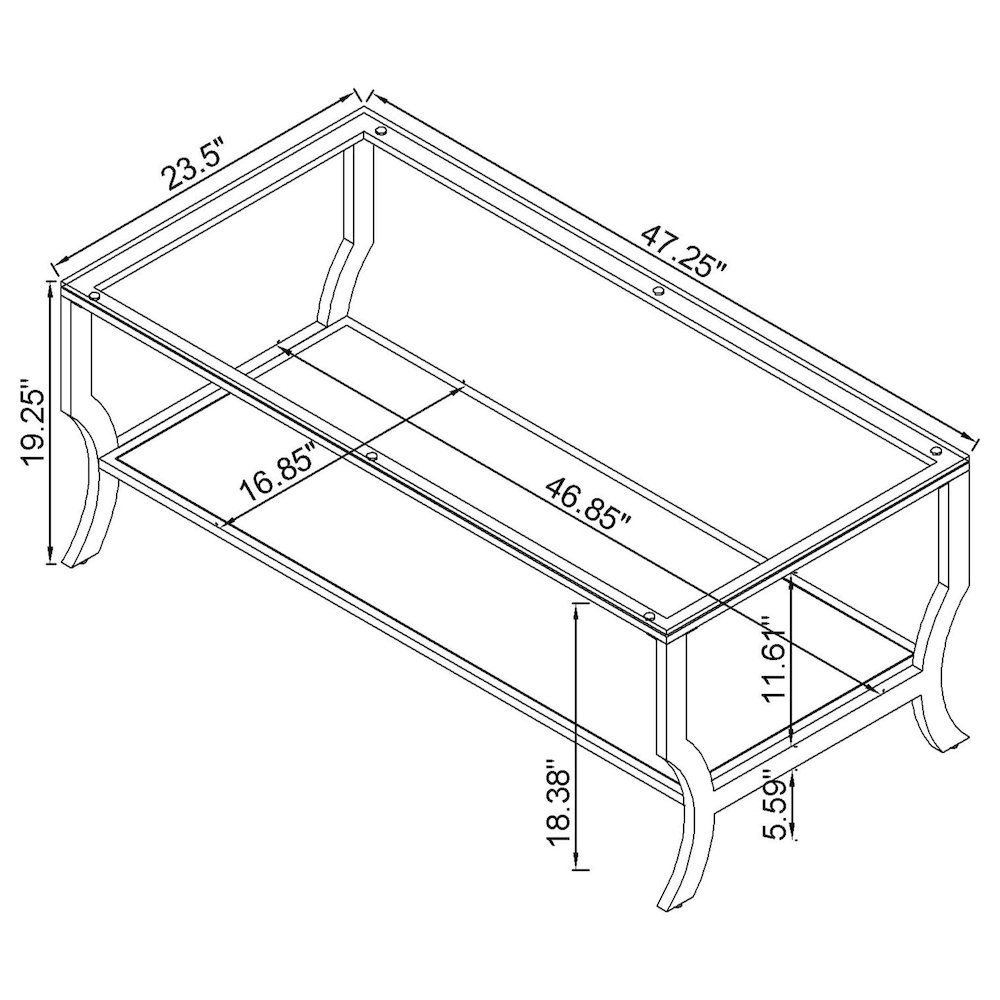 Saide 2-piece Glass Top Coffee and End Table Set Chrome. Picture 6