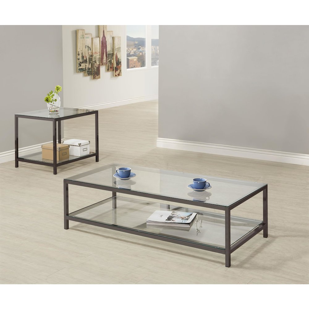 Trini 2-piece Coffee and End Table Set Black Nickel. Picture 2