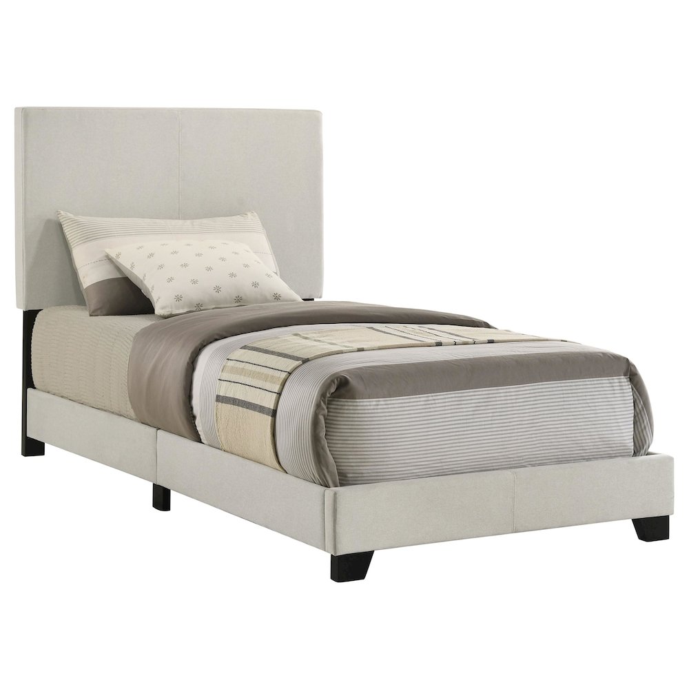 Dorian Fabric Upholstered Twin Panel Bed Cream. Picture 1