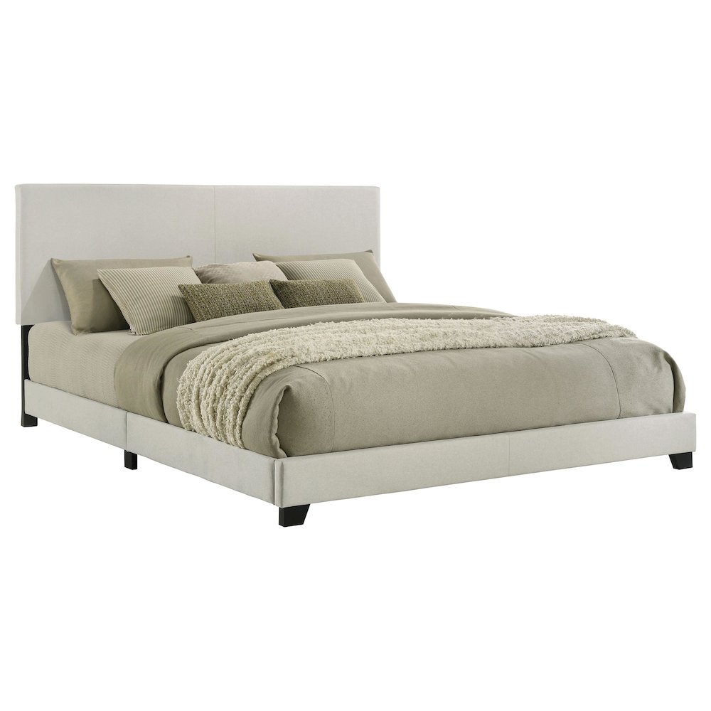 Dorian Fabric Upholstered California King Panel Bed Cream. Picture 1