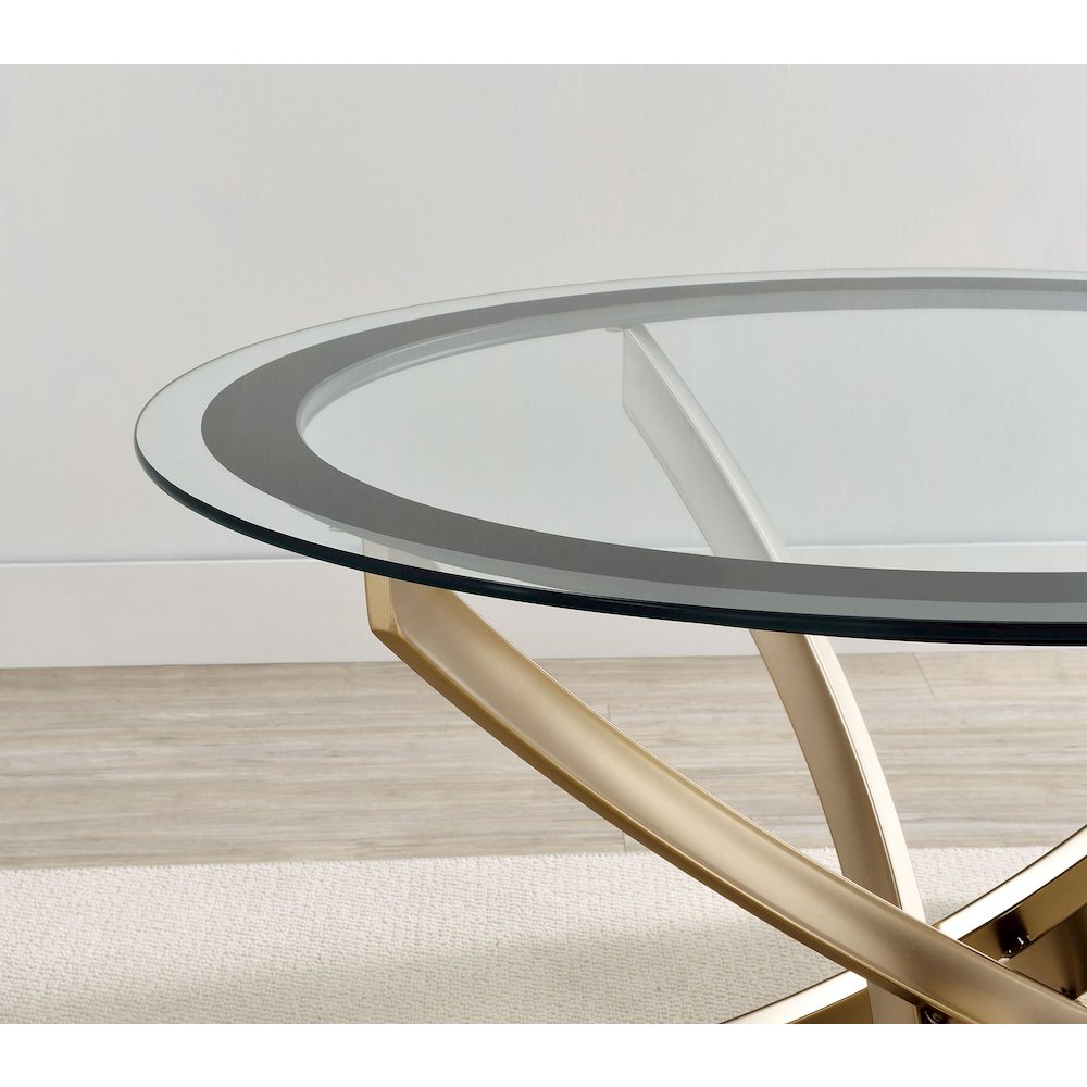 Brooke 3-piece Round Coffee and End Table Set Rose Brass. Picture 6