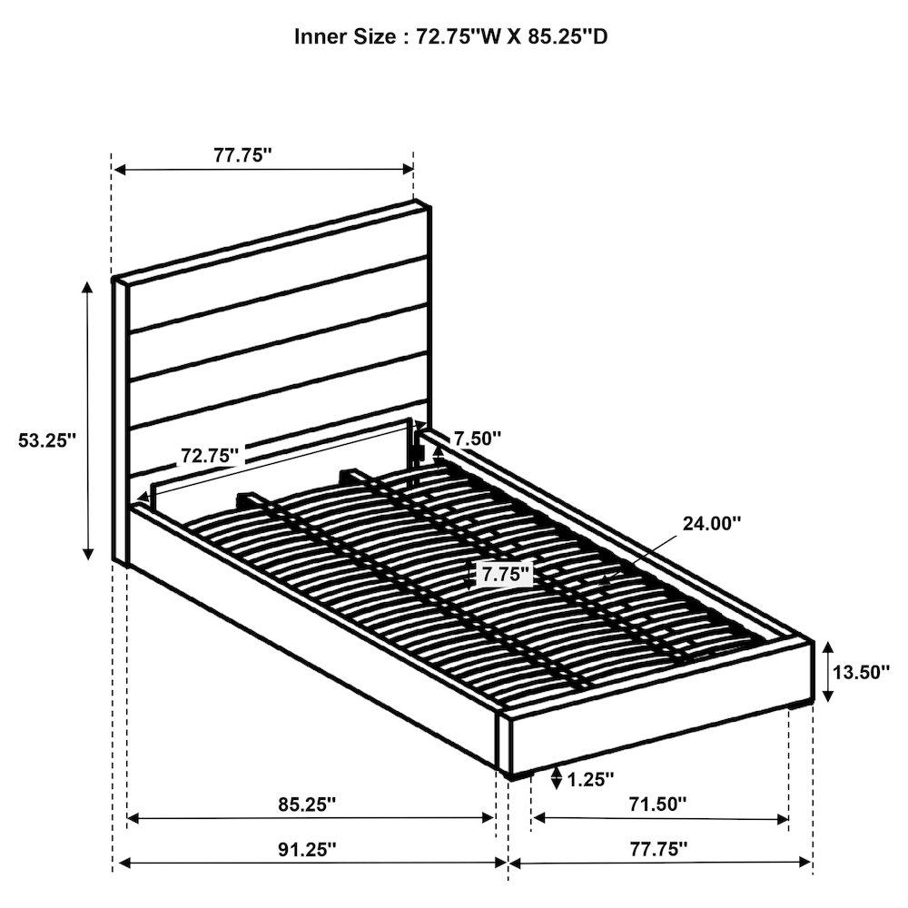 Felicity 53-inch Upholstered California King Bed White. Picture 3