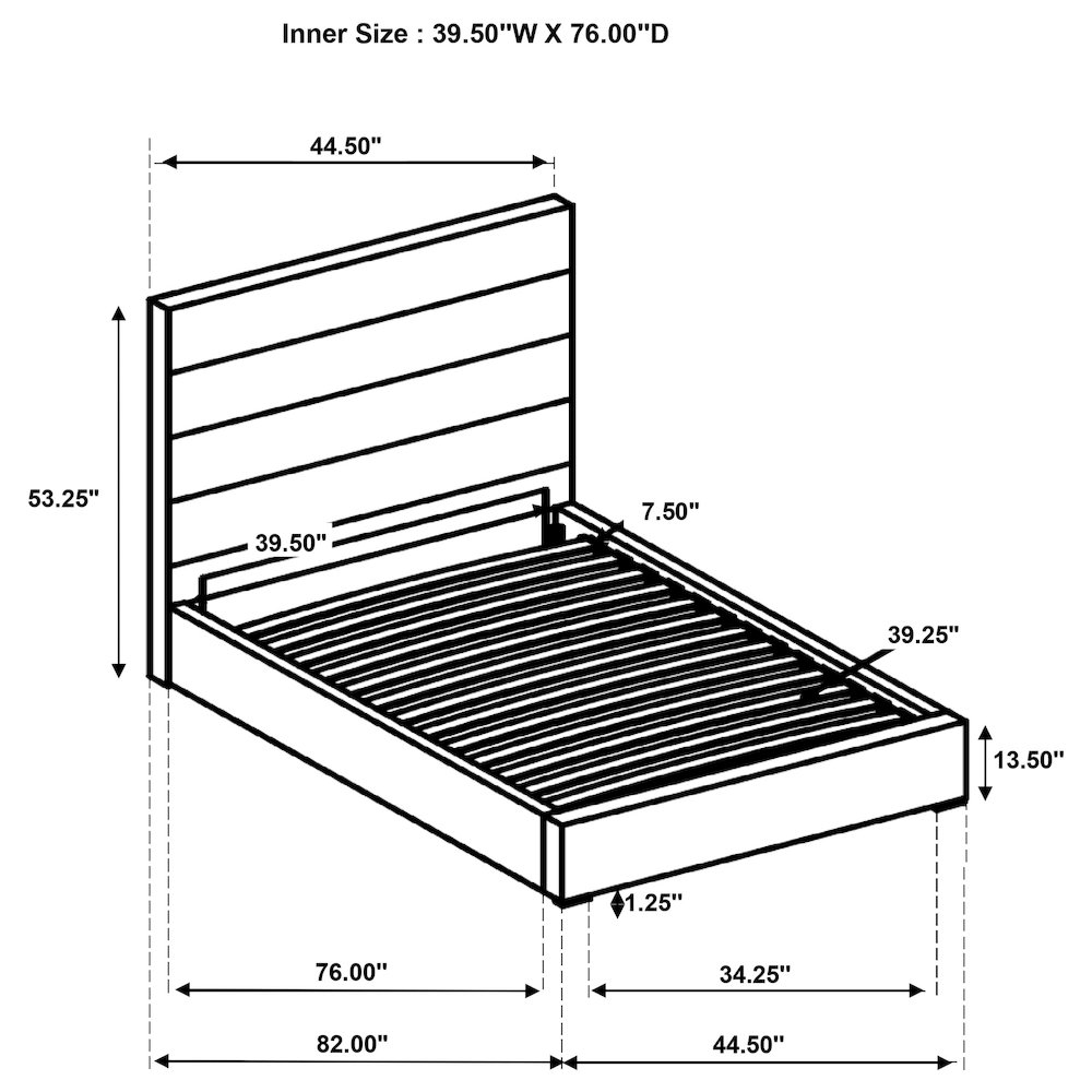 Felicity 53-inch Upholstered Twin Platform Bed White. Picture 3