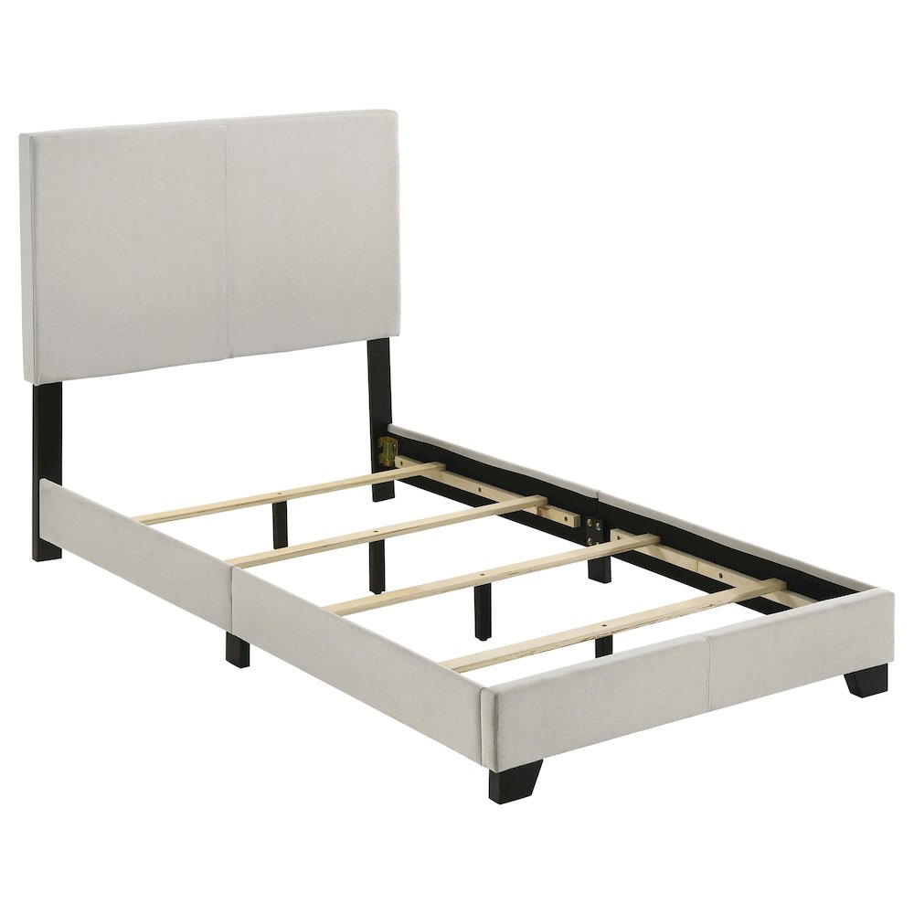 Dorian Fabric Upholstered Twin Panel Bed Cream. Picture 4