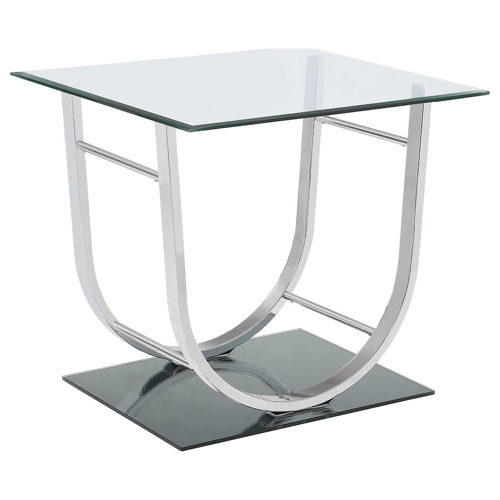 Danville 2-piece Glass Top Coffee and End Table Set Chrome. Picture 4