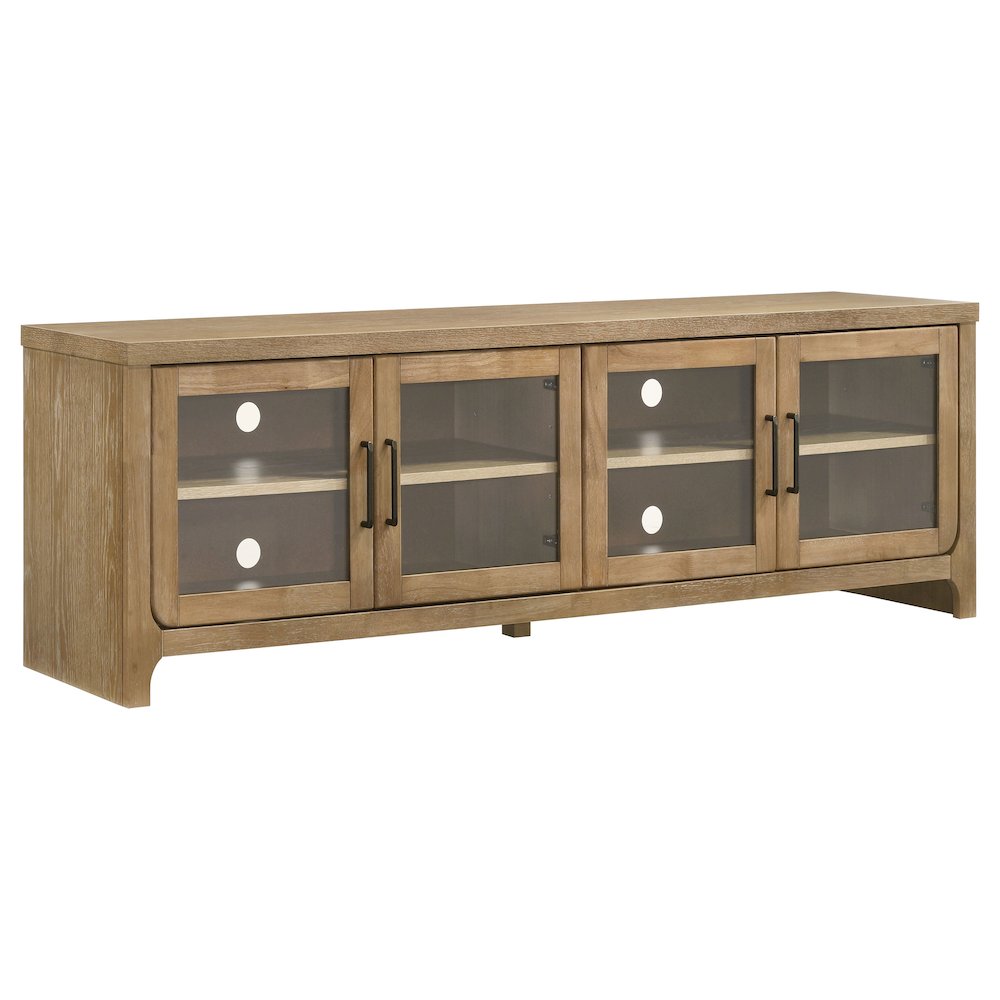 Brenham 79-inch 4-door TV Stand Media Console Light Oak. Picture 1