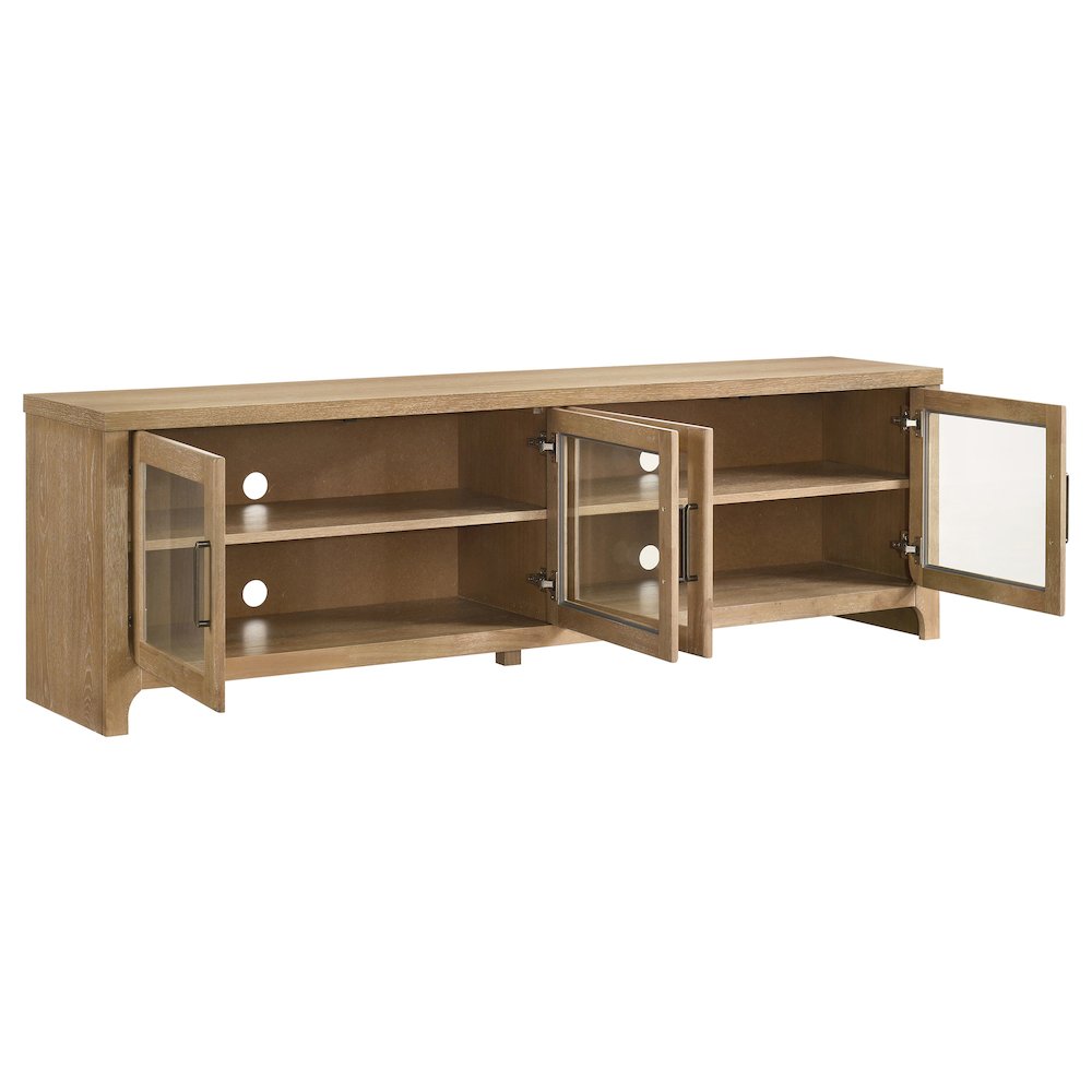Brenham 79-inch 4-door TV Stand Media Console Light Oak. Picture 3