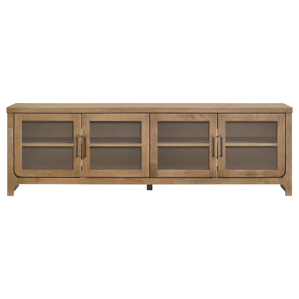 Brenham 79-inch 4-door TV Stand Media Console Light Oak. Picture 4