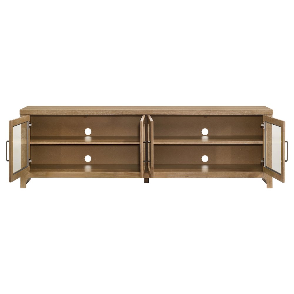Brenham 79-inch 4-door TV Stand Media Console Light Oak. Picture 5