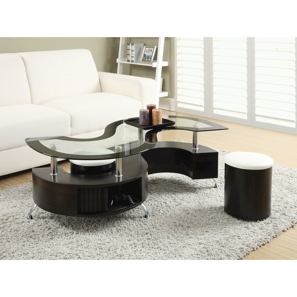 Buckley 3-piece Coffee Table and Stools Set Cappuccino. Picture 6