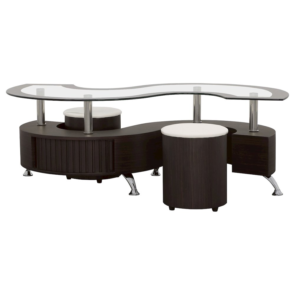 Buckley 3-piece Coffee Table and Stools Set Cappuccino. Picture 3