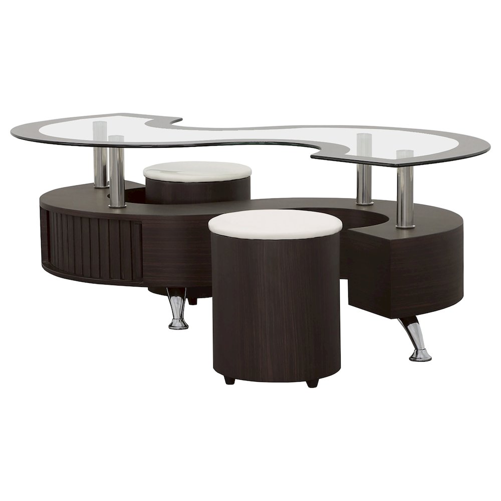 Buckley 3-piece Coffee Table and Stools Set Cappuccino. Picture 4