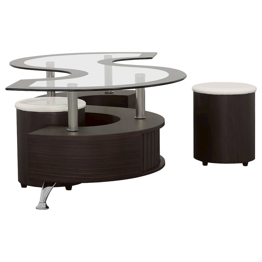 Buckley 3-piece Coffee Table and Stools Set Cappuccino. Picture 5