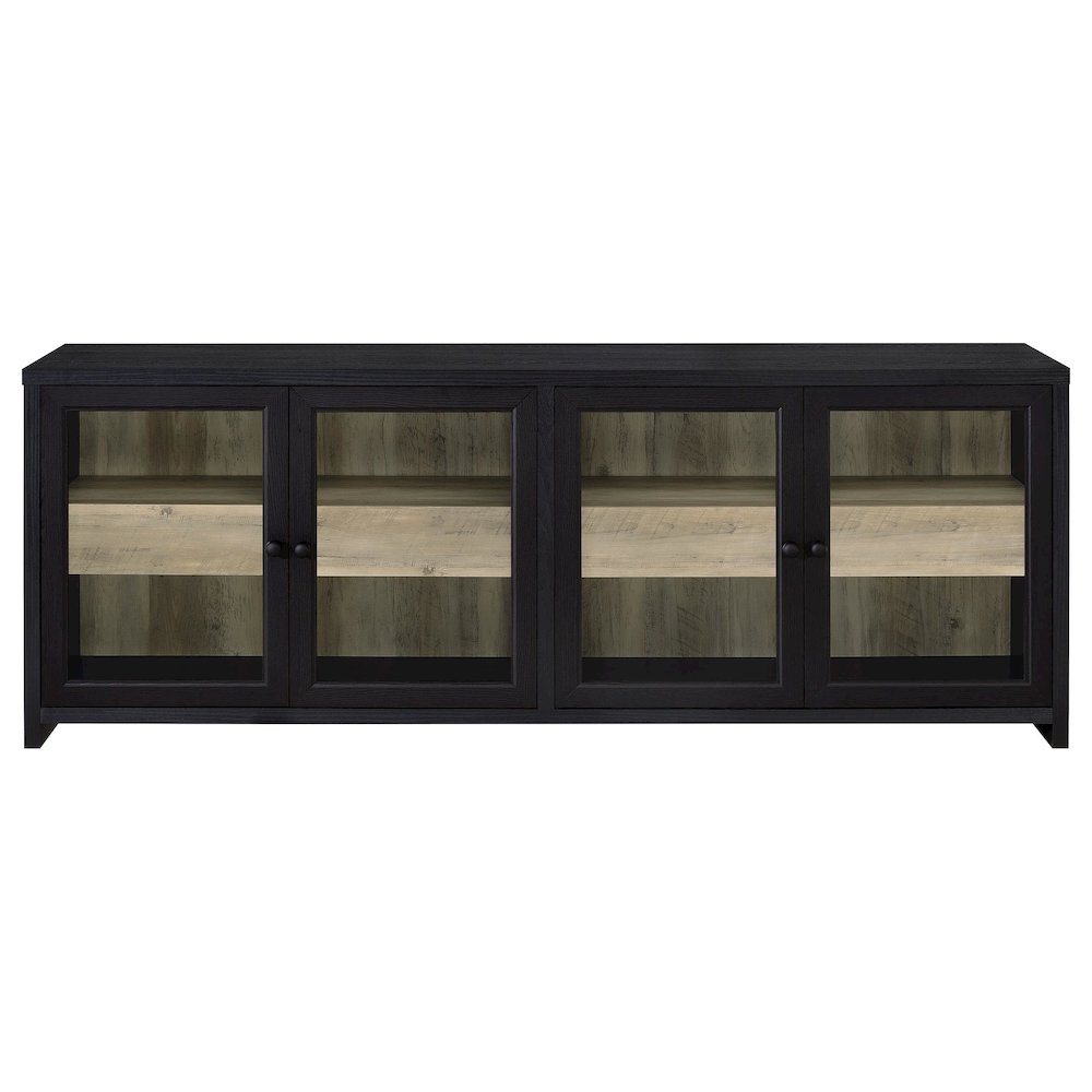 Denison 79-inch 4-door TV Stand Media Console Black. Picture 4