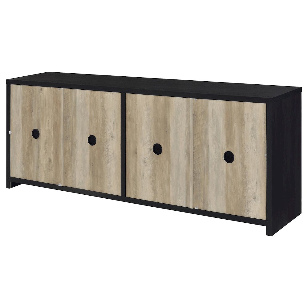 Denison 79-inch 4-door TV Stand Media Console Black. Picture 8