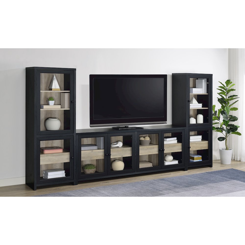 Denison 3-piece Entertainment Center 79-inch TV Stand Black. Picture 1