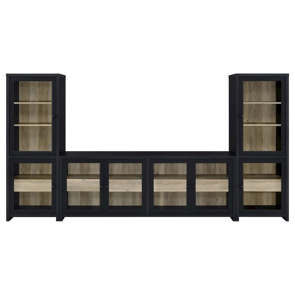 Denison 3-piece Entertainment Center 79-inch TV Stand Black. Picture 2