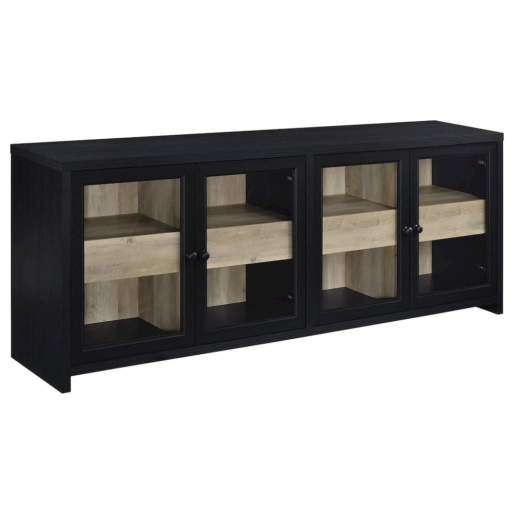 Denison 3-piece Entertainment Center 79-inch TV Stand Black. Picture 3