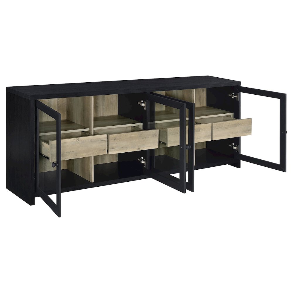 Denison 3-piece Entertainment Center 79-inch TV Stand Black. Picture 4