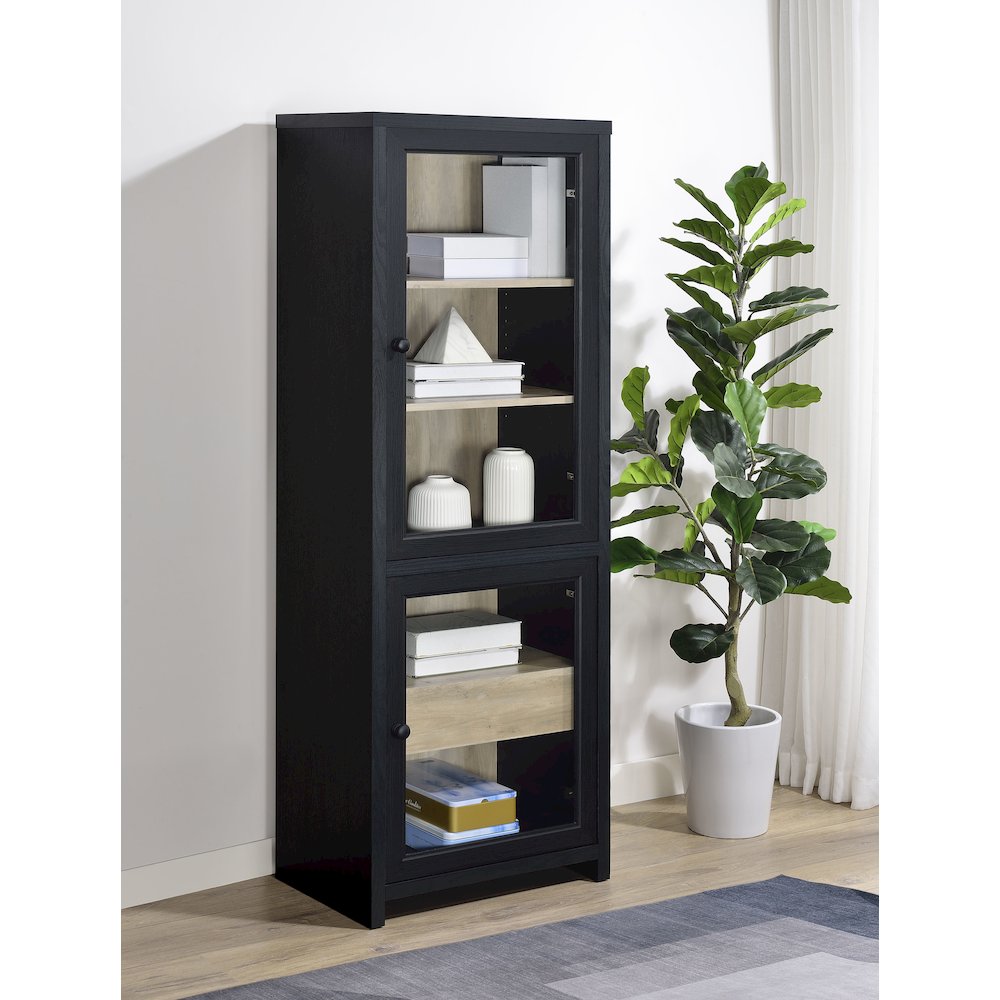 Denison 67-inch 2-door Media Tower Storage Cabinet Black. Picture 2