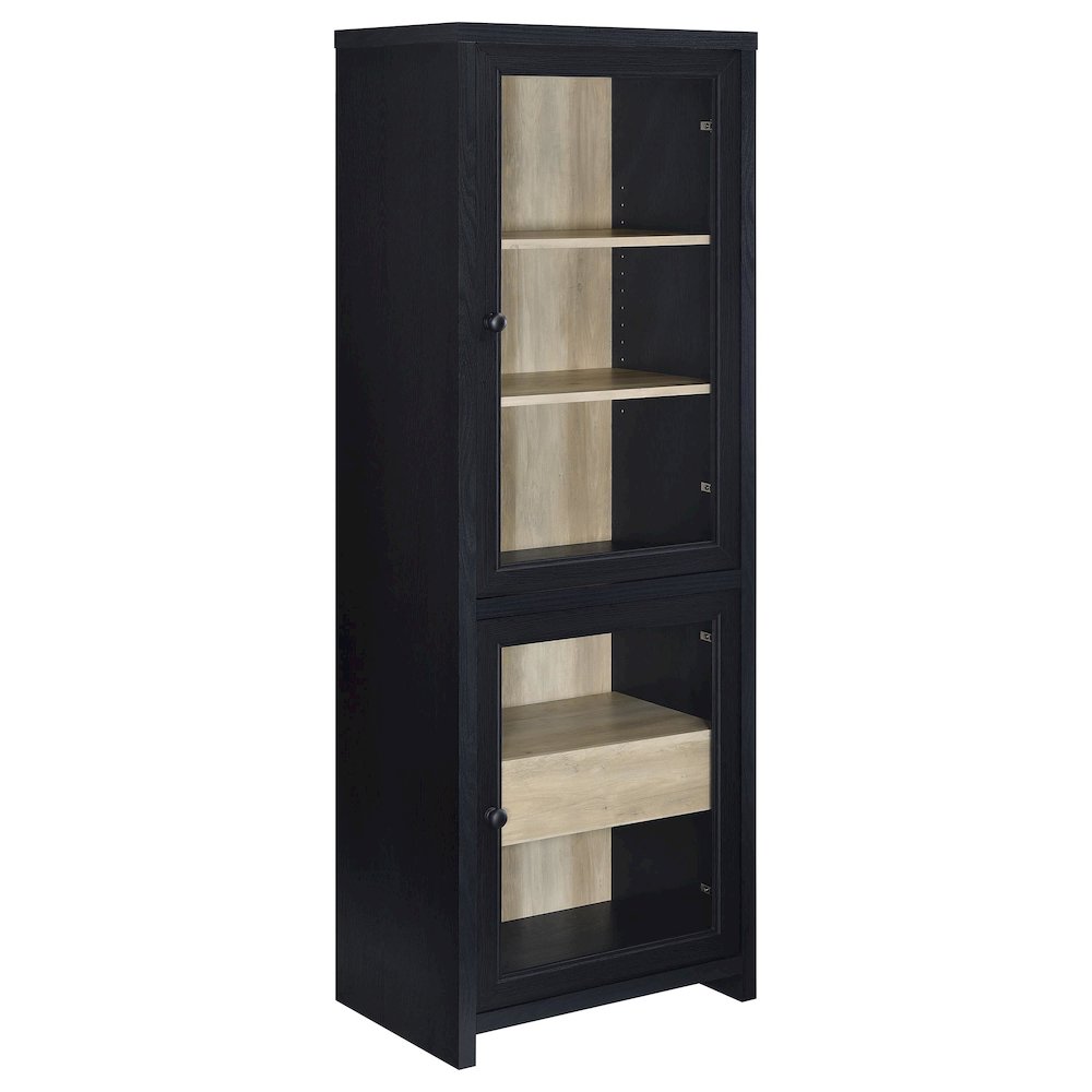 Denison 67-inch 2-door Media Tower Storage Cabinet Black. Picture 1