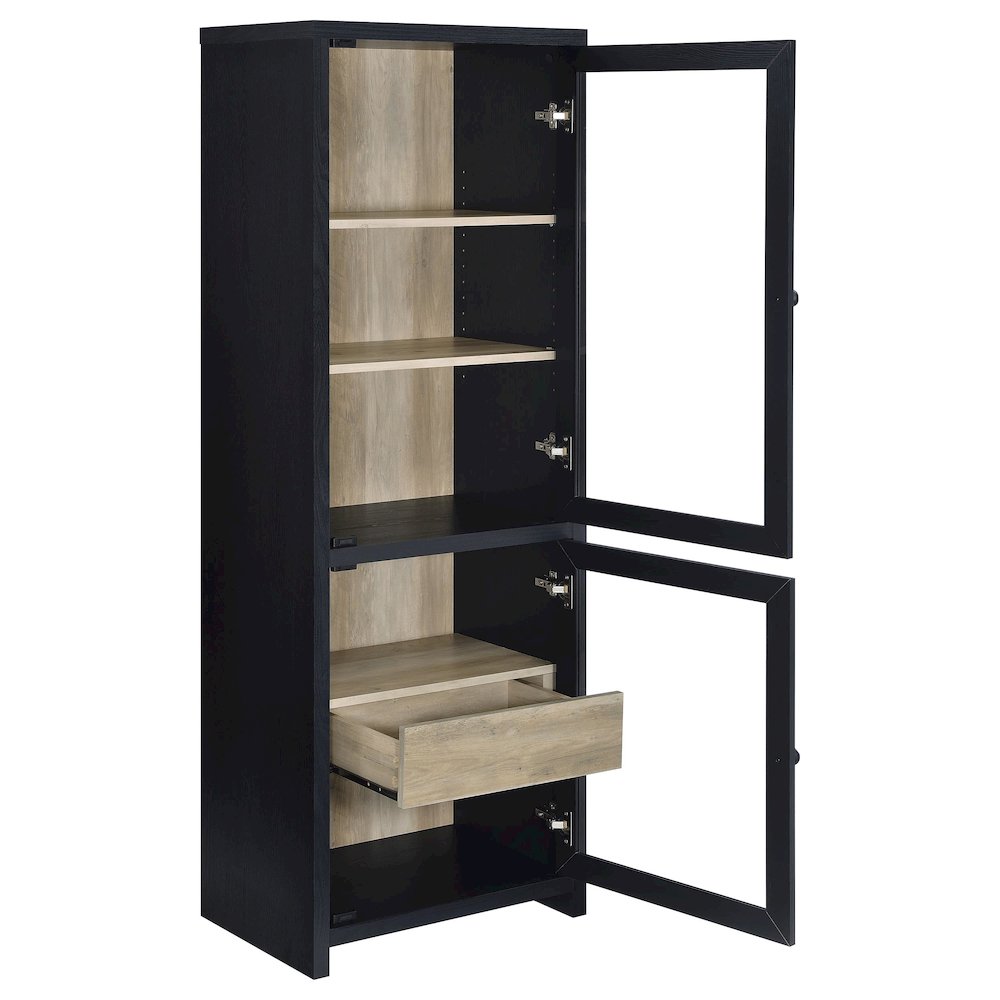 Denison 67-inch 2-door Media Tower Storage Cabinet Black. Picture 3