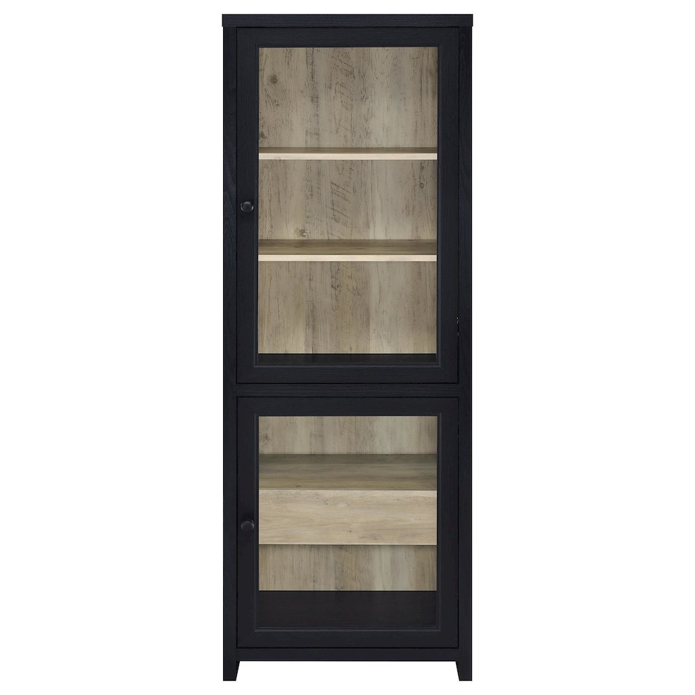 Denison 67-inch 2-door Media Tower Storage Cabinet Black. Picture 4