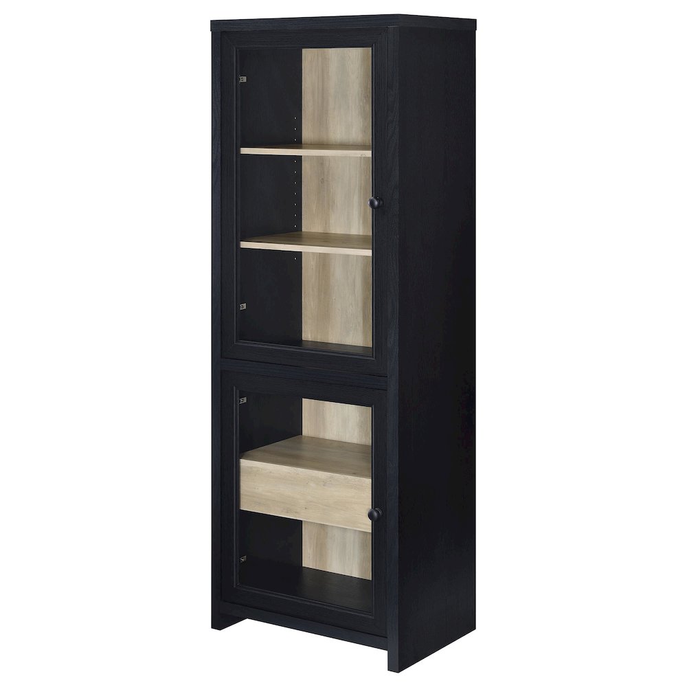 Denison 67-inch 2-door Media Tower Storage Cabinet Black. Picture 5